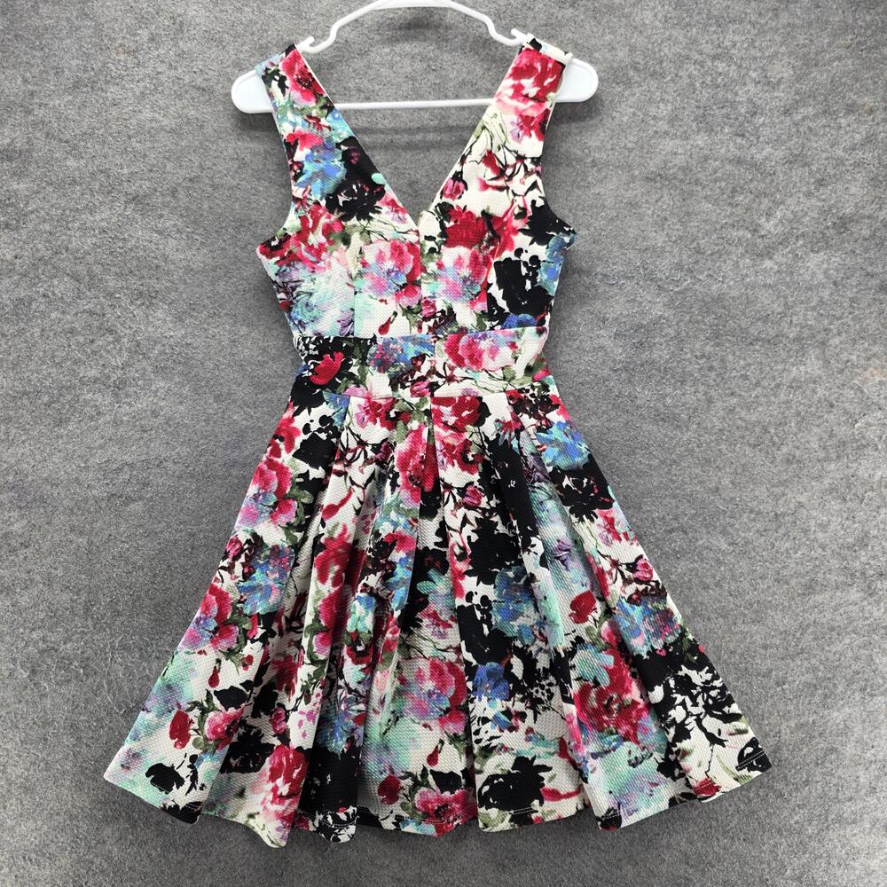 Haute Monde Dress Womens S Multicolor Fit & Flare Sundress Floral Zip Party